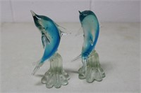 2 Glass Dolphins 7.5H