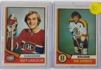 2 1974-75 OPC Cards Phil Esposito & Guy Lafleur