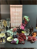 WINE LOVERS GRAPES CHALICE DECOR LOT