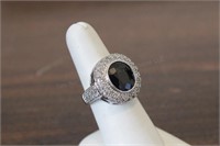 14k White Gold Diamond & Sapphire Ring - Lady's