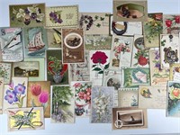 Collection of antique greeting postcards