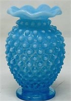 Fenton Blue Opal Hobnail Vase