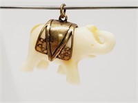 Elephant Pendant with Brass Saddle