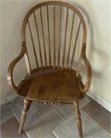 Windsor Back Bent Arm Chair  Saddle Seat Spindle