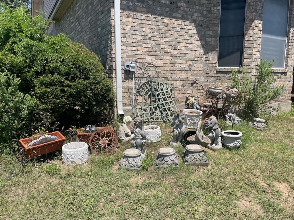 Grouping of Concrete Yard Decor