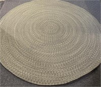 Round Rag Wool Style Olive Rug with Pad 7’2?