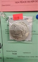 1926 Peace Silver Dollar UNC