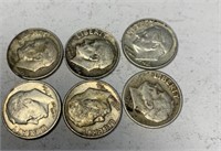 6 Silver Dime Coins