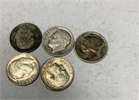 5 Silver Dime Coins