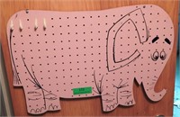 Child's Pink elephant pegboard with four hooks