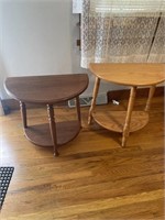 Pair of wooden end tables half moon