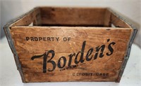 Bordens Milk Dairy Vintage Wooden Bottle Box Crate