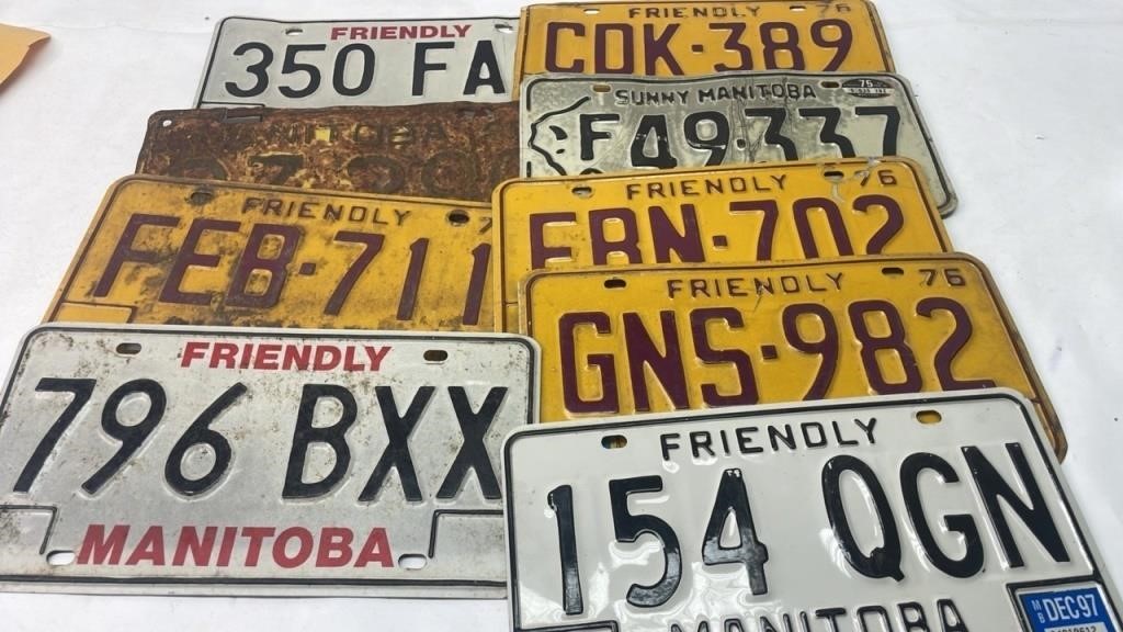 Manitoba License Plate lot 1941 75 76 etc