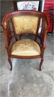 Mahogany Barrel Arm Chair with Inlay
