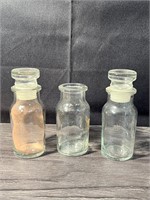 Japanese Lidded Glass Medicine Bottles 4"