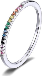Round .16ct Colorful Gemstones Half Eternity Ring