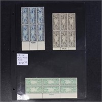 US Stamps #C7-C9 Mint NH Plate Blocks, CV $185