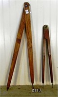 2 – Wooden steel-tipped compass scribes, G+-Vg: