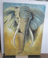 Elephant painting on canvas. Measures: 47" H x