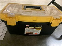 19" PLASTIC TOOL BOX WITH GUN CLEANING TOOLS