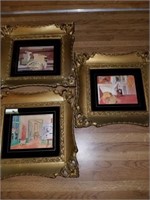 SET OF GOLD FRAMED SMALL PICTURES
