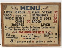 LARGE Vintage Wood Frame MENU Board