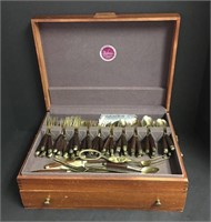 Brass and Rosewood Flatware w/Chest