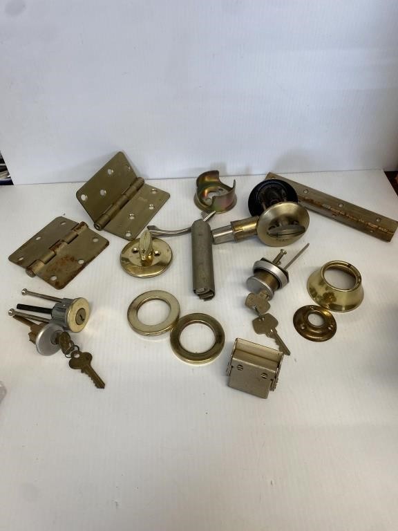 Assorted Hardware Hinges, Door Parts,