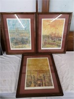 Three stunning wooden framed signed pictures.