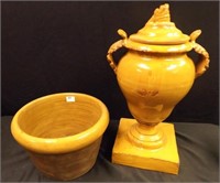 Italian Pottery  Dark Gold Urn