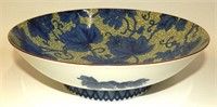 Blue & Yellow Grape Vine Pedestal Bowl Japan