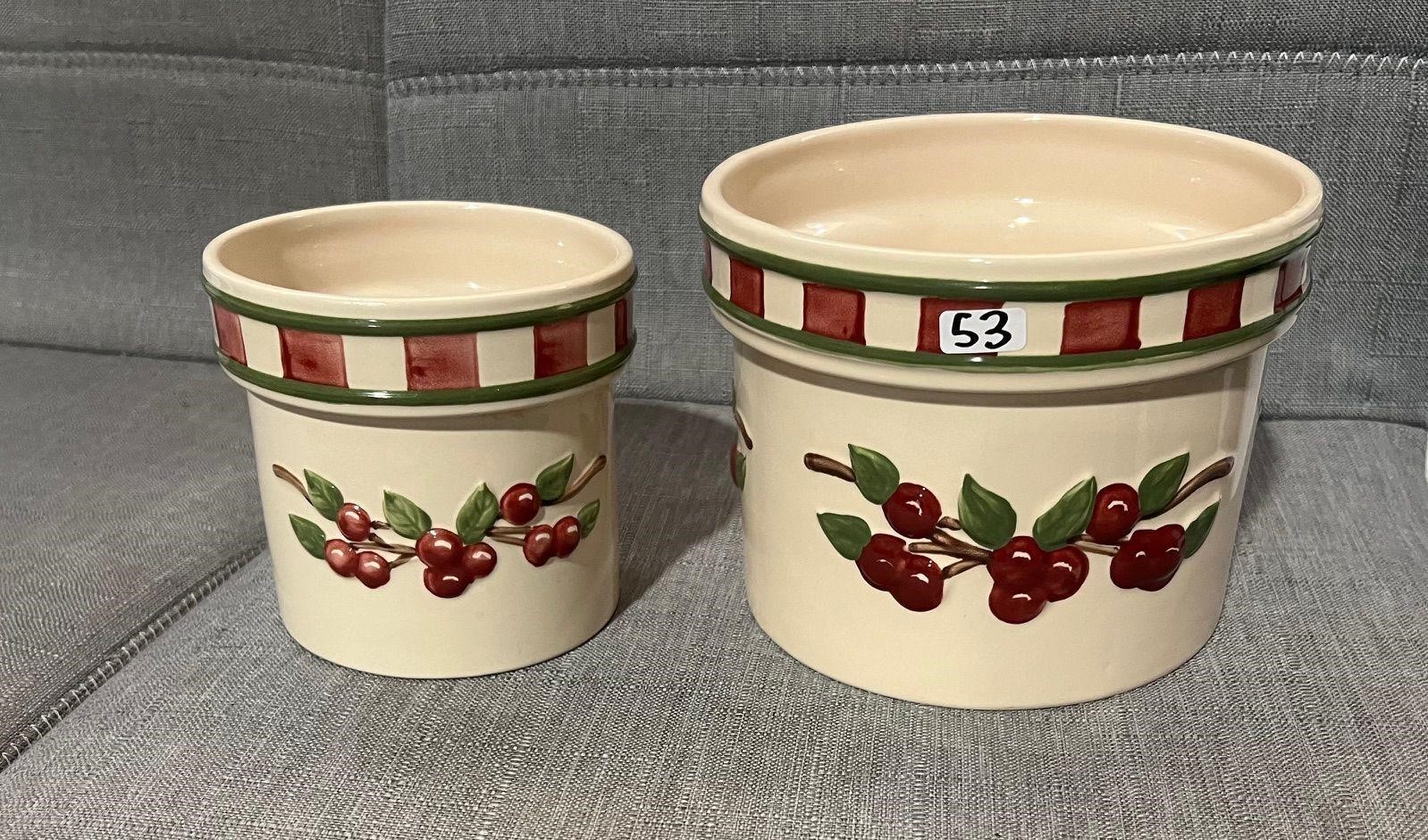 SET OF CHERRY CERAMIC CANISTERS