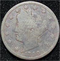1890 Liberty Head V Nickel - Tougher Date
