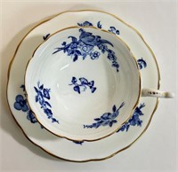 QUALITY COALPORT BLUE & WHITE CUP & SAUCER