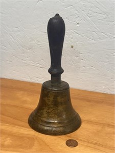 Antique 8" Brass/Wood School Bell