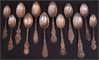 Twelve souvenir spoons marked sterling