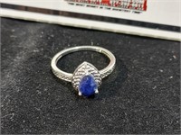 Pear Cut Blue .925 Silver Ring