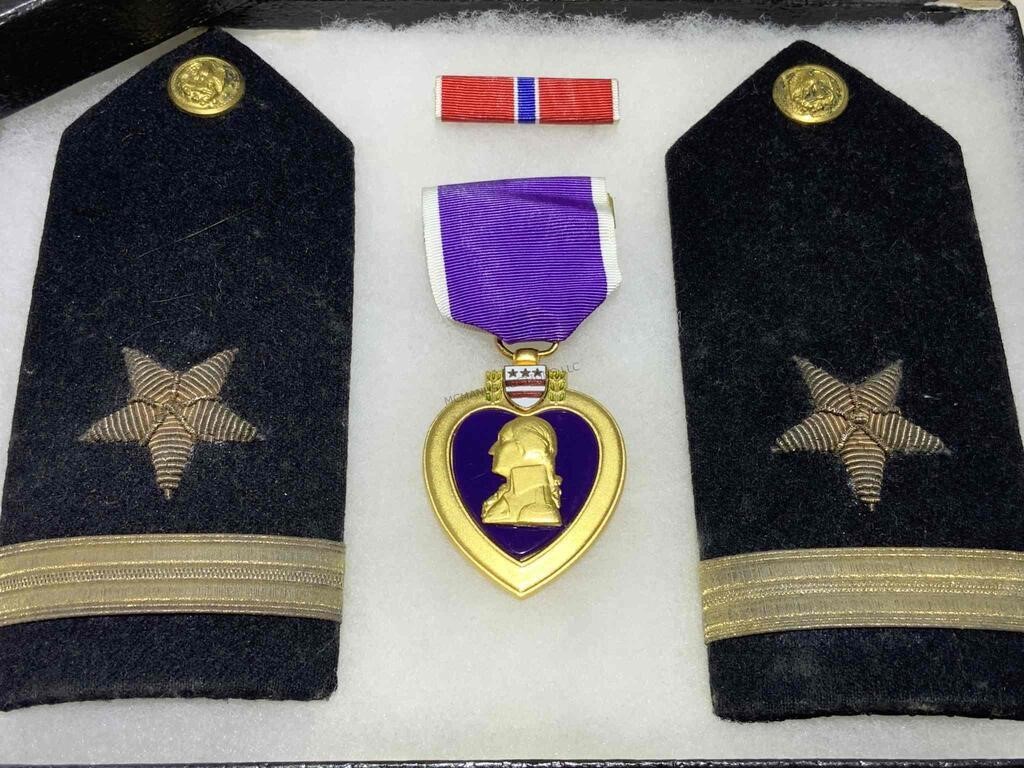 Purple Heart Medal and Epaulettes and Bar - no