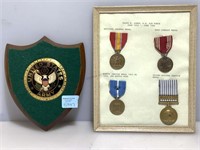 Korean War US Military Medals and Plaque