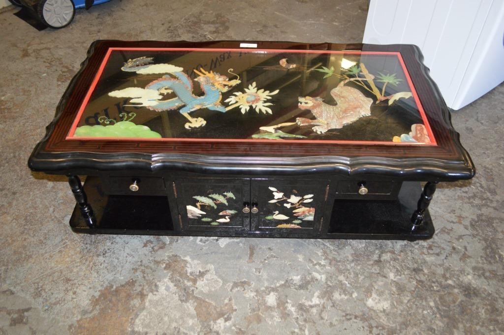 Black Lacquer Oriental Coffee Table