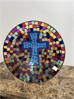 MOSAIC CROSS DECOR PLATE