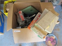LARGE BOX OF PAINTING, TOOLS, CUTTERS, DRILLS, RU,
