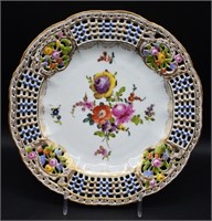 Dresden Pierced Porcelain Hand Painted Plate