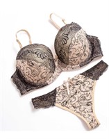 ($39) Women's Bra and Panty Set Bowknot Lace,XXL