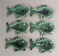 6 Fish Shaped Painted Ceramic Serving Platters
