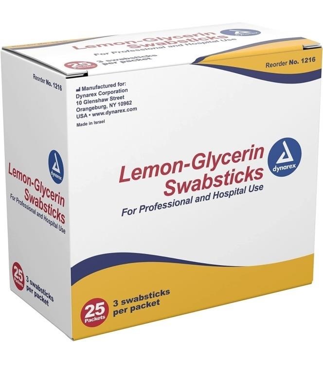 (open box) Dynarex Lemon/Glycerin Swabsticks 3's