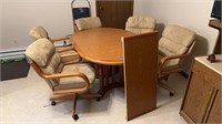 Kitchen table w/5 chairs 41 1/2” x 60” extra leaf