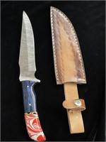 Damascus steel fixed blade knife