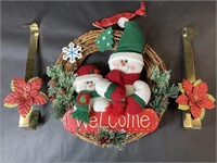 Snowman Christmas Wreath, Metal Wreath Hanger