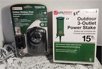 NEW outdoor Wireless Timer & 3 outlet power stake
